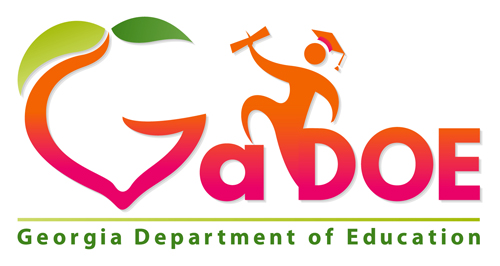 Logo of the Georgia Department of Education featuring a stylized peach, a figure with a diploma and cap, and the text "GaDOE Georgia Department of Education.