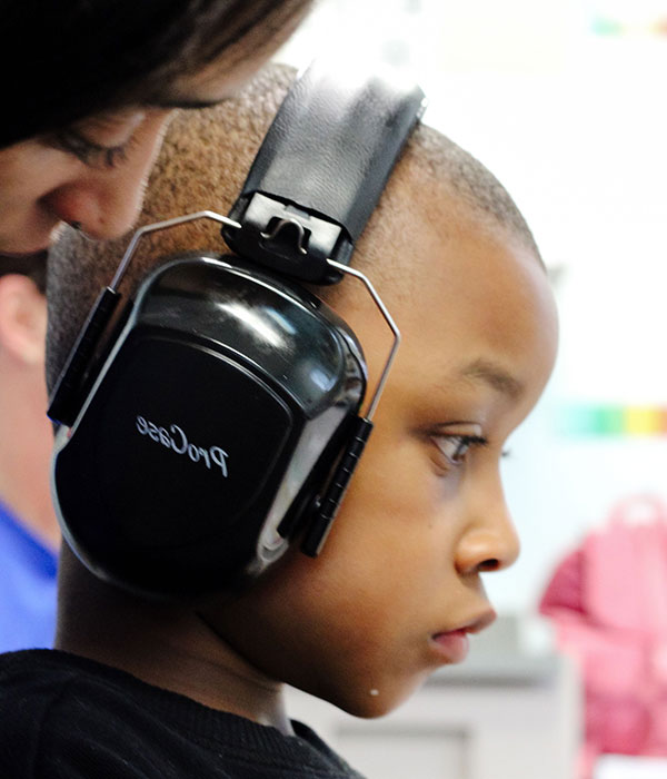 a child wearing headphones