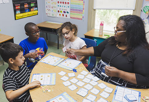 teacher with students